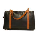 Ashlin Carlton Leather Carry All Business Case - Black and Tan-Top zippered construction for durability