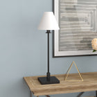 Hudson&Canal Clement 28" Tall Table Lamp with Fabric Shade - Blackened Bronze/White-Handcrafted blackened bronze finish is applied to the sleek metal base