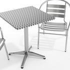 Flash Furniture 23.5" Square Aluminum Indoor-Outdoor Table Set with 2 Slat Back Chairs-Smooth Stainless Steel Table Top
