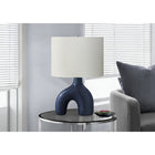 Monarch Specialties 25" H Contemporary Table Lamp - Blue Ceramic / Ivory / Cream Shade-Convenient on/off rotary switch that operates up to a 100W bulb (not included) to instantly illuminate a living room, office, or bedroom space