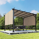 Outsunny 10 ft W x 12 ft L Retractable Pergola Canopy - Light Brown-Sturdy steel frame for great stability