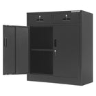 Storemax Premium Steel Horizontal Multi-functional Cabinet with 2 Drawers and 2 Doors-Designed in a minimalist style and can be placed anywhere in your home. The magnets on the doors allow you to close the doors easily and quickly