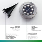 Bell+Howell Deluxe Super Bright Outdoor Solar Disk Lights - 4 Pack-Fast solar charge: built in solar panel charges in daylight then provides about 8 to 10 hours of lighting after a full charge in direct sun