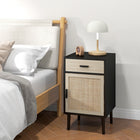 HOMCOM Tall Nightstands with Storage for Bedroom - Black - Set of 2-A 3-level adjustable shelf in the cabinet for various storage