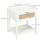HOMCOM Bedside Table with Drawer, Open Shelf and Rattan Element - White-Elevated base so it's easy to clean under and items stay dry if there's a spill