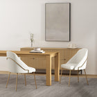 Manhattan Comfort Gracie 24.2" Modern Leatherette Upholstered Dining Chair - White and Gold - Set of 2-Frame and Legs Features Choice of Fully Welded Black Steel or Gold Stainless Steel