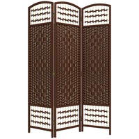 HOMCOM 3 Panel Wave Fiber Freestanding Room Divider for Home Office - Brown-This room divider is ideal for creating personal space or dividing larger rooms
