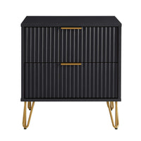 Manhattan Comfort DUMBO 20.07" Modern 2-Drawer Nightstand - Black-Modern-Contemporary with a taste of Glam - Nightstand for Bedroom and Living Room Use