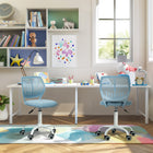 Homy Casa Colorful Fabric Teen Task Chair - Curio Blue-Smooth-Rolling Casters: Equipped with smooth-rolling casters, this chair allows for effortless movement across different surfaces