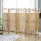 HOMCOM 8 Panel Wave Fiber Freestanding Room Divider for Home Office - Natural-It features a diamond woven fibre design paper panel in a natural tone
