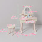 Qaba Kids Vanity Set, Dressing Table with Mirror & Stool, 7 Accessories - Pink-Crafted with child-friendly wood and a shatterproof acrylic mirror for safety
