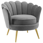 Modway Admire Scalloped Edge Performance Velvet Accent Armchair - Grey-Performance Velvet Polyester Upholstery