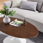 Modway Lippa 48" Oval Wood Coffee Table - Walnut-Non-Marking Felt Pad