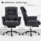 HOMCOM Executive Reclining Office Chair with Footrest and Folding Back - Dark Grey-Foldable backrest allows the chair to slide neatly under your desk to save space