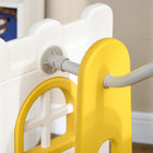 Qaba 6-in-1 Slide and Swing Set with Basketball Hoop, Climber - Yellow-Anti-slip climber ensures secure climbing adventures 