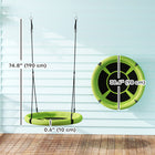 Qaba 3' Dia. Kids Saucer Swing Seat with Height Adjustable Hanging Ropes - Green-Texteline material is water-resistant and easy to clean 