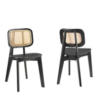 Modway Habitat Wood Dining Side Chair - Black - 2 Pack-Coastal Farmhouse Dining Side Chair Set