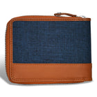 Champs Denim Leather Zip Around Wallet - Tan/Blue-Double Bill compartment