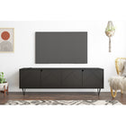Nexera Slim 72" TV Stand With 4-Doors - Black-Customize the storage space according to your needs thanks to the adjustable interior shelves available behind the 4 MDF doors with geometrically patterned textured lacquer finish