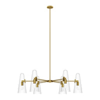 Modway Beacon 6-Light Chandelier - Clear/Satin Brass-Modern 6-Light Chandelier