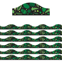 Ashley Productions Magnetic Scallop Border - Greenery on Black - 12'/Pack - 6 Pack-Colorful, magnetic décor and trim for whiteboards, lockers and other steel surfaces