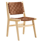 Modway Saoirse Leather Wood Dining Side Chair - Natural/Brown - 2 Pack-7