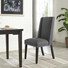 Modway Baron Fabric Dining Chair - Grey-Solid Rubberwood Legs