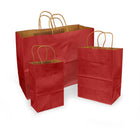Eddie's 100% Recycled Kraft Shopper Paper Bag - 5-1/2" L x 3-1/4" W x 8-3/8" D - Scarlet Red - 100 Pack-100% recycled with at least 95% post-consumer fibres.
