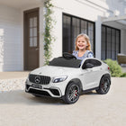 Aosom 12V Mercedes Benz AMG GLC63S Coupe Kids Electric Ride-On Car - White-Separate horn and music buttons on the steering wheel, clear and loud 