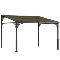 Outsunny 11 ft W x 10 ft L Outdoor Pergola - Wall Mounted Hardtop Lean-to Gazebo-Lean-to outdoor pergola secures wall and ground, saving valuable patio space