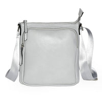 Nicci Ladies Crossbody Bag with Front Zipper Pocket - Light Grey-Top zipper entry