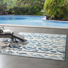 Modway Reflect Takara Abstract Diamond Moroccan Trellis Indoor/Outdoor Area Rug - 8 ft W x 10 ft L - Ivory/Blue-Durable Indoor/Outdoor Rug