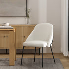 Manhattan Comfort Gracie 24.2" Modern Leatherette Upholstered Dining Chair - White and Black-Frame and Legs Features Choice of Fully Welded Black Steel or Gold Stainless Steel