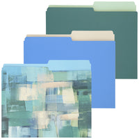 Merangue File Folders - Letter Size - Blue Paint - 3 Pack-Reversible 1/2-cut file folders