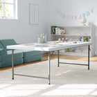 Flash Furniture 30"W x 60"L x 19"H Kid's Granite White Plastic Folding Table-260 lb. Static Load Capacity