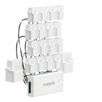 Emporia Vue 3 Home Energy Monitor with 16 50A Circuit Level Sensors-Installs inside most residential circuit panels using clamp on sensors and supports single phase single split phase and two wire electrical systems, also compatible with three wire systems and three phase four wire wye systems with earthed tn or tt neutral when using an additional 200A sensor sold separately