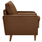 Modway Valour Tufted Vegan Leather Accent Armchair - Brown-Two Bolster Pillows