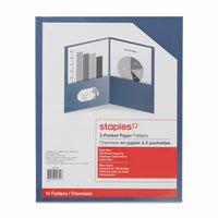 Staples Twin-Pocket Portfolio - Dark Blue - 10 Pack-Organize special projects or everyday paperwork in a portable, easy-access location