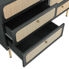 Modway Chaucer 6-Drawer Compact Dresser - Black-Wood Grain Laminate