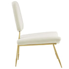 Modway Ponder Performance Velvet Lounge Chair - Ivory-Gold Stainless Steel Frame