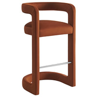 Modway Winslow Performance Velvet Bar Stool - Rust-Barrel Back Design