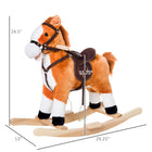Qaba Kids Plush Ride-on Rocking Horse with Realistic Sounds - Red/Brown-Soft huggable plush body with comfortable saddle 