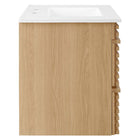 Modway Render 30" Wall-Mount Bathroom Vanity - Oak/White-Full-Extension Drawers