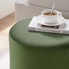 Modway Tilden 16" Round Performance Velvet Upholstered Ottoman - Moss Green/Natural-Non-Marking Foot Glides