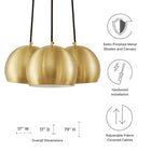 Modway Chalice 3-Light Metal Pendant - Satin Brass-Metal Shades