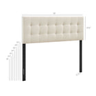 Modway Emily Fabric Upholstered King Size Headboard - Ecru-Button Tufting