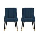 Manhattan Comfort Eda 22.83" Modern Velvet Upholstered Dining Chair - Midnight Blue - Set of 2-Modern Dining Chair for Dining Room and Task Chair Usage