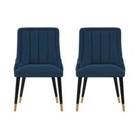 Manhattan Comfort Eda 22.83" Modern Velvet Upholstered Dining Chair - Midnight Blue - Set of 2-Modern Dining Chair for Dining Room and Task Chair Usage