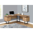 Monarch Specialties 7612 70" Computer Desk - Reclaimed Wood/Black Metal/L/R-Extra-large, floating desktop frees the tops of the drawer units to be used as additional surfaces