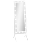 HOMCOM Full Length Mirror with Lights Adjustable Angles - 18.4" W x 60.2" H - White-Full-body reflection allows head-to-toe outfit checks 